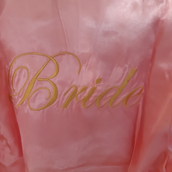 Bride Pink Satin Kimono Robe - Picture 6 of 9